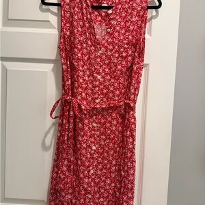 GAP Red Floral Button-Down Midi Dress